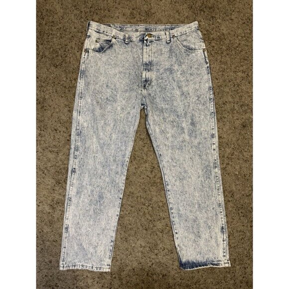 Vintage 90s WRANGLER Jeans 96501HW Denim Acid Wash Men’s 39x27 USA Rugged READ - Picture 1 of 7